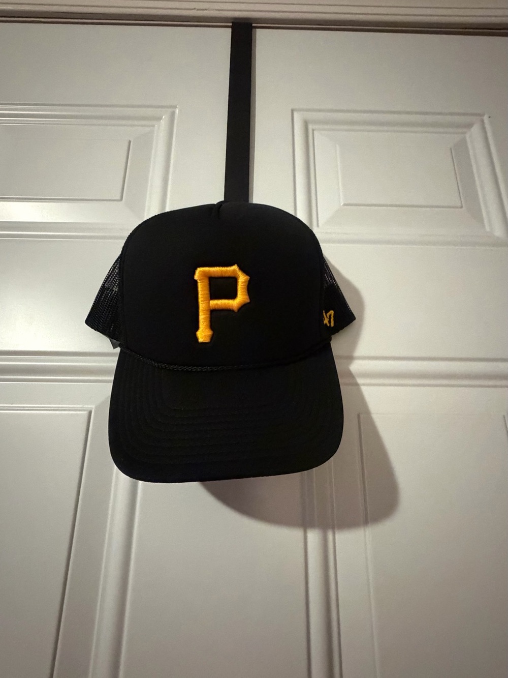 Black and Yellow Trucker Hat with P Logo - Men Accessories